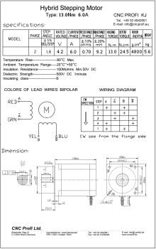 Schrittmotor 13 Nm 6,0 A Welle fi 14 mm, Flansch 86 mm